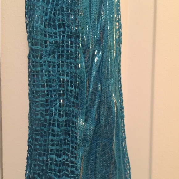 Scarf aqua blue and silver - Picture 5 of 6